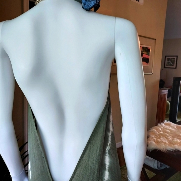 Linen & Rayon Tie-Dye Maxi Halter Dress: Size L. - Picture 5 of 7